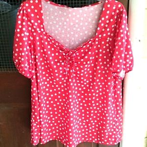 Nwt Red & White Dot Blouse (2XL)